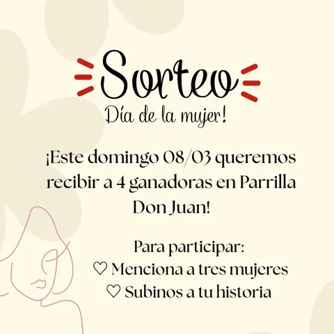 Imagen de ¡Sorteo en Parrilla Don Juan! Este domingo 8 de Marzo vamos