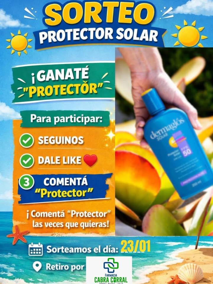 Imagen de SORTEO SEMANAL DE PROTECTOR SOLAR
🎁
👉 Para participar: