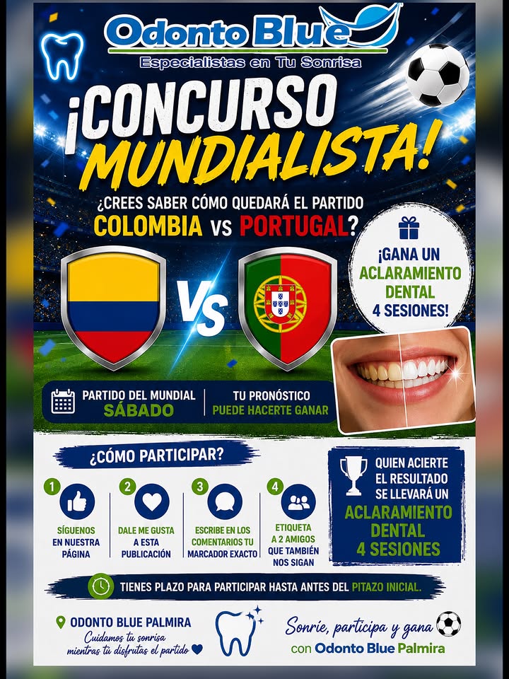 Imagen de 🎉⚽ ¡CONCURSO MUNDIALISTA ODONTO BLUE! ⚽🎉

¿Crees
