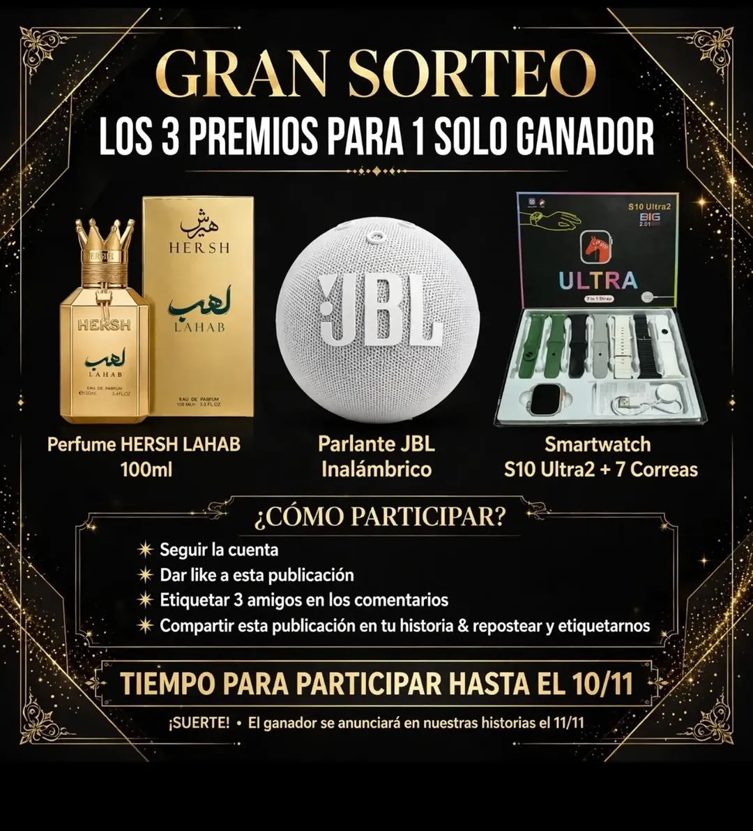 Imagen de 🎉 *¡GRAN SORTEO!

 ¡LOS 3 PREMIOS PARA 1 SOLO GANADOR!*