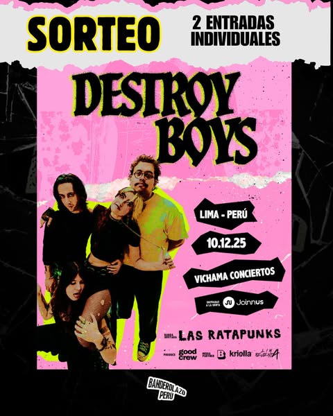 Imagen de Te llevamos a ver a #destroyboys 💥💥💣
Sorteamos dos 