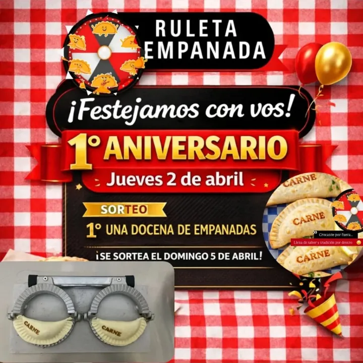 Imagen de 🎉 ¡1 AÑO DE RULETA EMPANADA! 🎉

Hoy queremos agradec