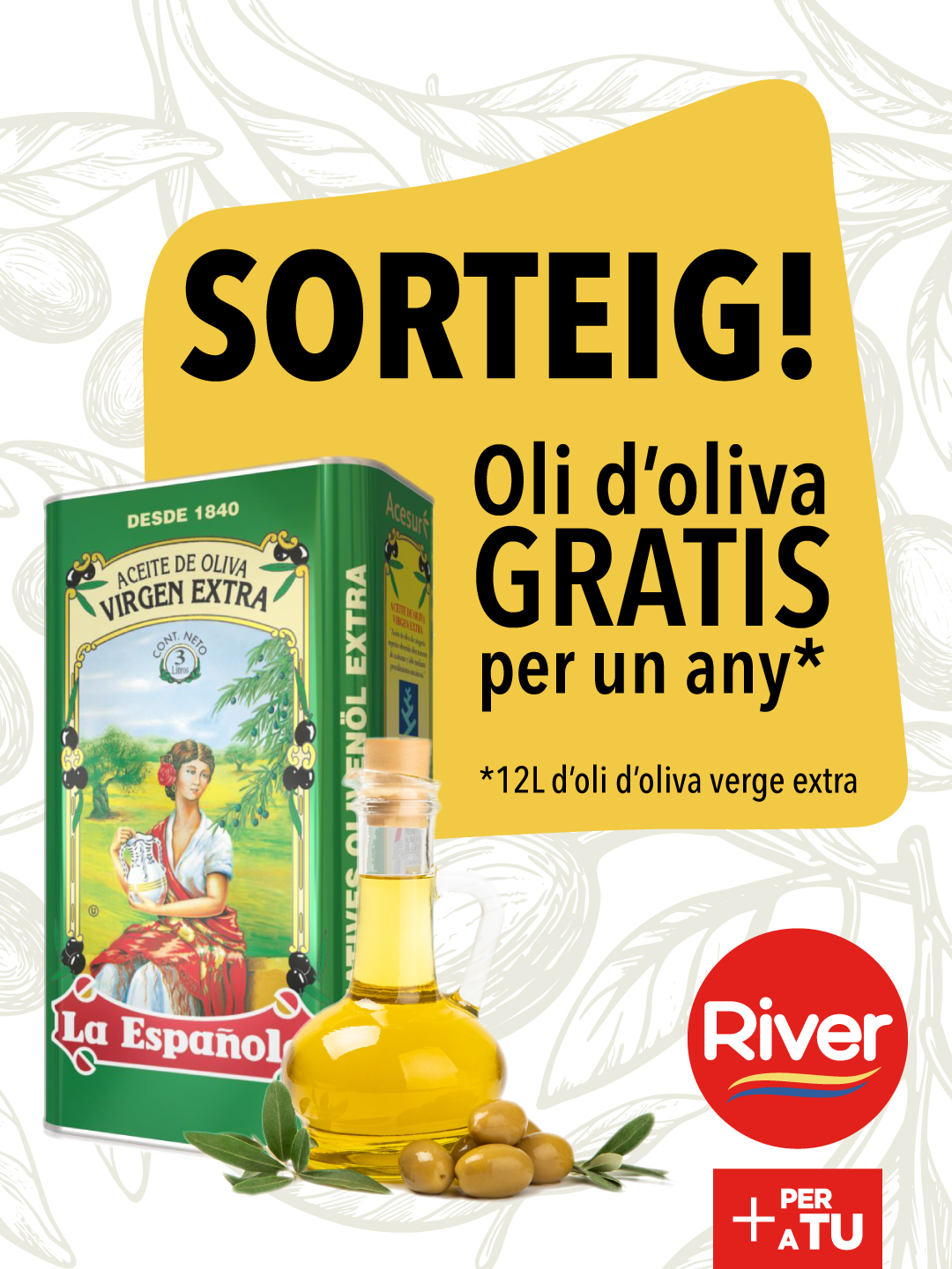 Imagen de #SorteigRiver | Sortegem oli d’oliva 𝗚𝗥𝗔𝗧𝗜�