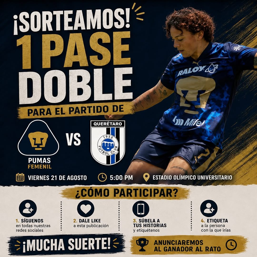 Imagen de Pumas Femenil 🎟️💙💛

🚨 ¡SORTEAMOS UN PASE DOBL