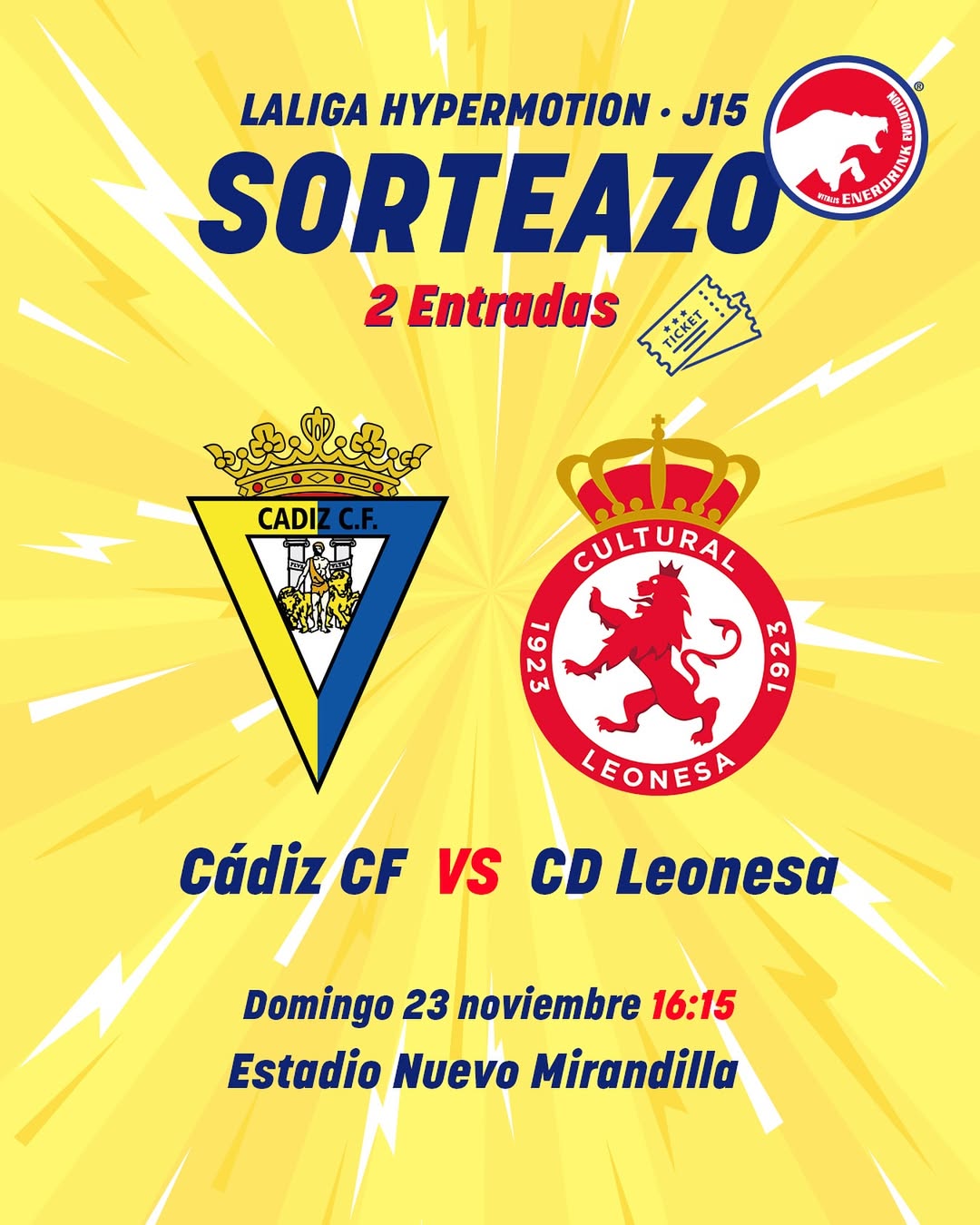 Imagen de 🔥 ¡SORTEAZO!  Gana 2 entradas para el partidazo Cádiz C