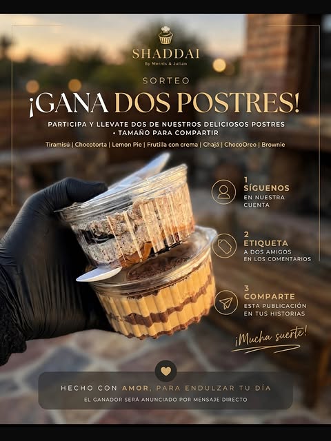 Imagen de 🎉 ¡SORTEO SHADDAI! 🎉

¡Queremos endulzarte la semana