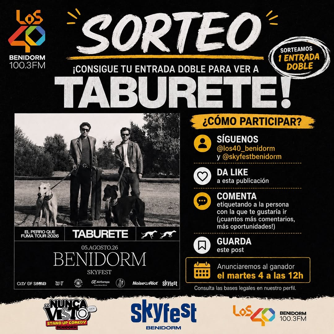 Imagen de ¿Quieres vivir el concierto de Taburete en Benidorm SkyFest