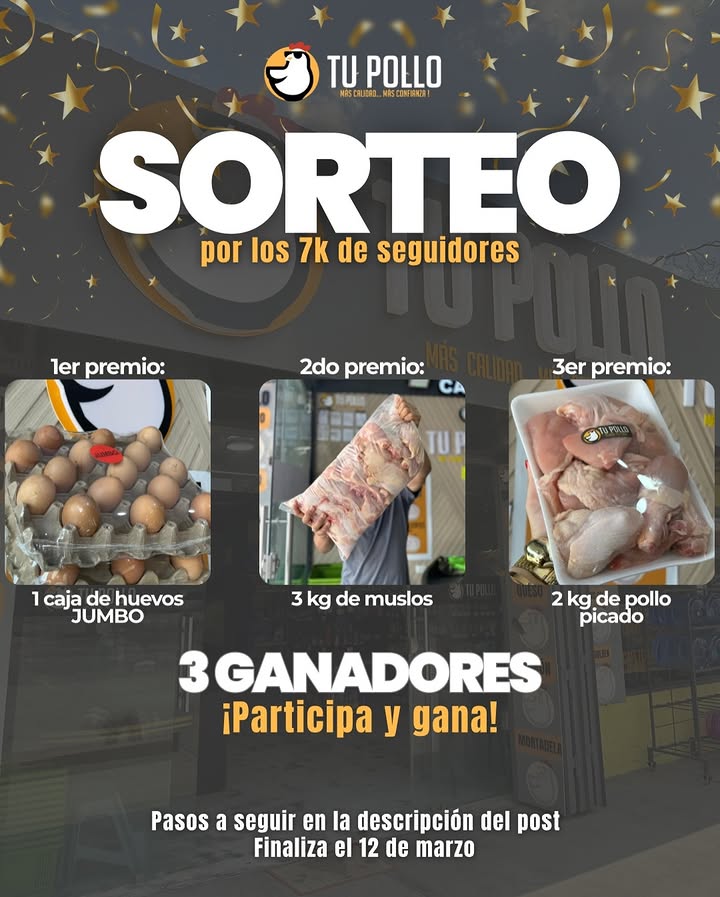Imagen de ¡SORTEO ESPECIAL POR NUESTROS 7K DE SEGUIDORES!💛🍗

¡
