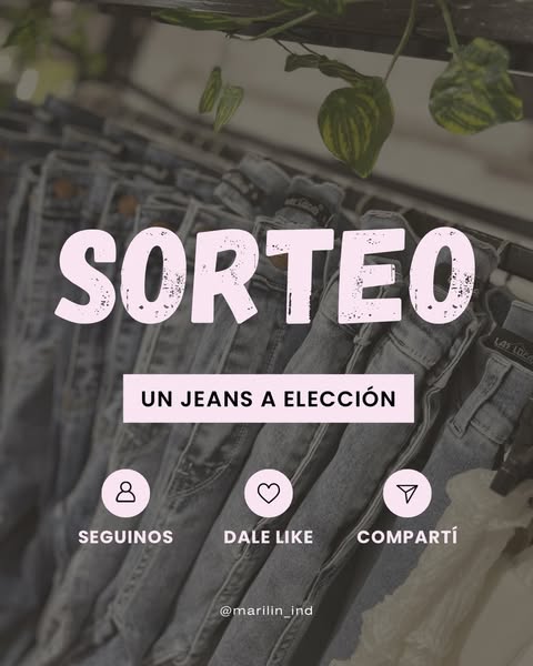 Imagen de 🐚🌸SORTEO🎀💘

PREMIO🛍️: UN JEANS A ELECCIÓN 