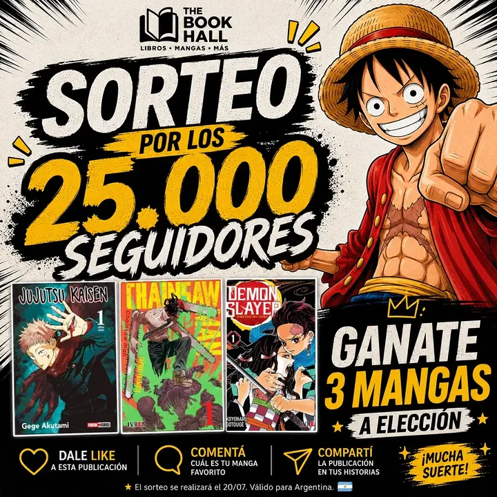 Imagen de 🔥SORTEO POR LOS 25K SEGUIDORES🔥
Ganate 3 mangas a elec
