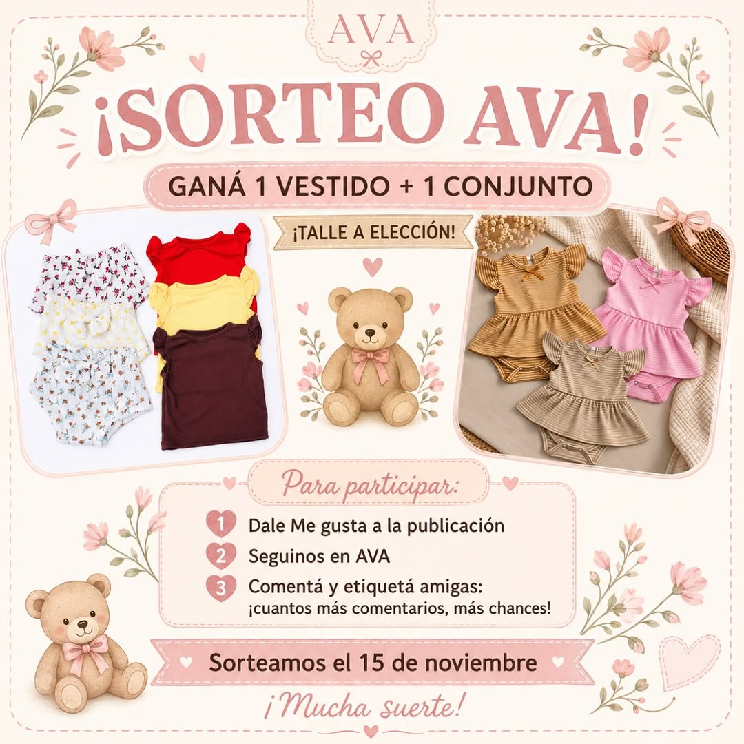 Imagen de 🎀✨ ¡SORTEO AVA! ✨🎀

¡Queremos mimarlas con un re