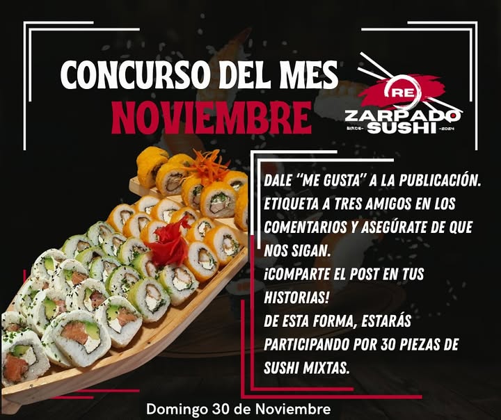 Imagen de ¡LLEGÓ EL CONCURSO MÁS ZARPADO DE NOVIEMBRE! 🍣🔥
¿T