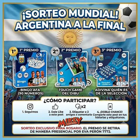 Imagen de 🇦🇷 ¡SORTEO MUNDIAL: ARGENTINA A LA FINAL! 🏆⚽

¡