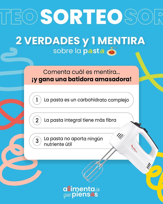 Imagen de 🍝 ¡SORTEO PASTA LOVERS! 🍝

Fresca, versátil… ¡y s