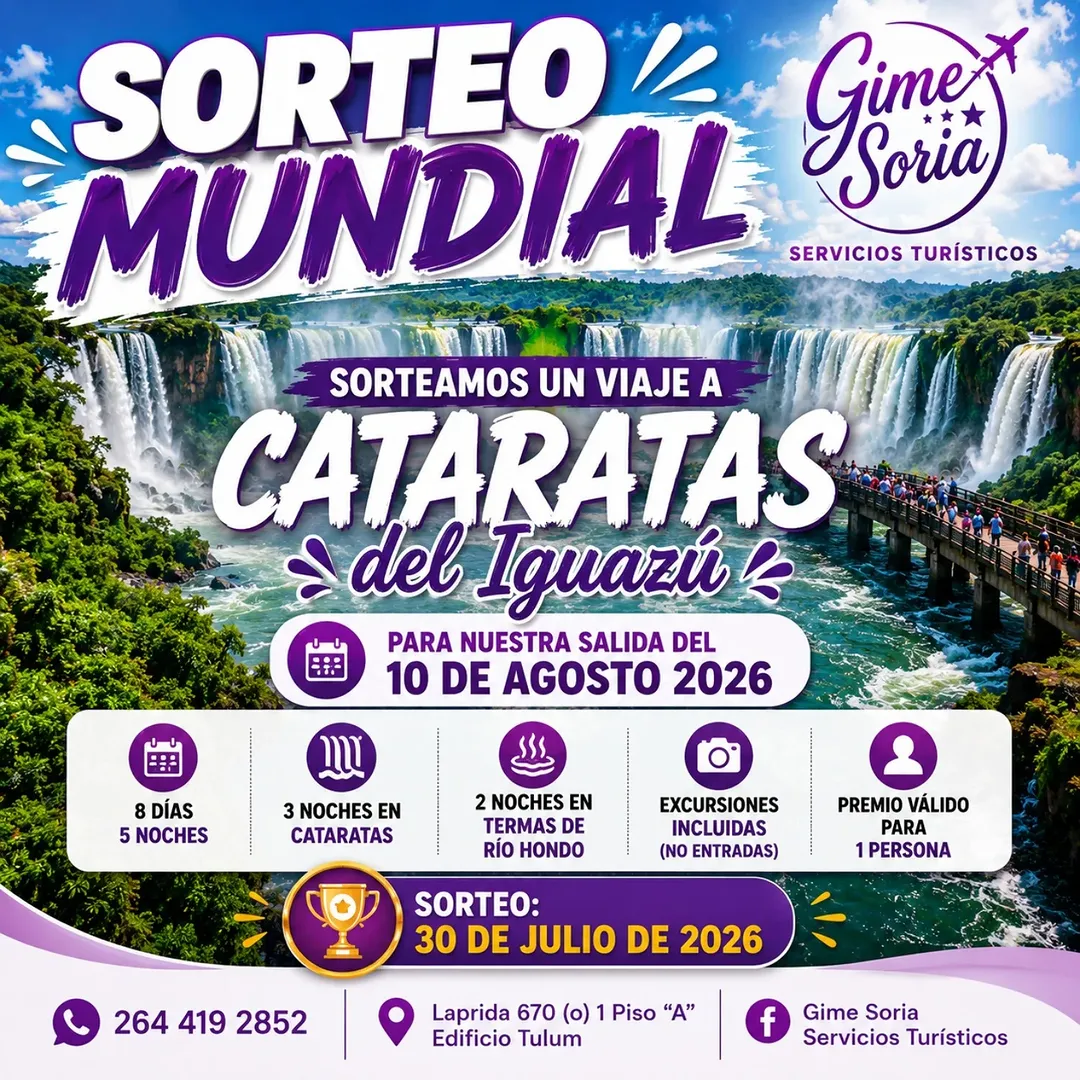 Imagen de 🎉🌊 ¡SORTEO VIAJE A CATARATAS + TERMAS DE RÍO HONDO! 