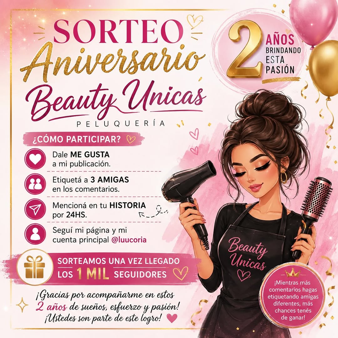 Imagen de 🎊 SORTEO ANIVERSARIO BEAUTY ÚNICAS 🎊

¡Cumplimos un 