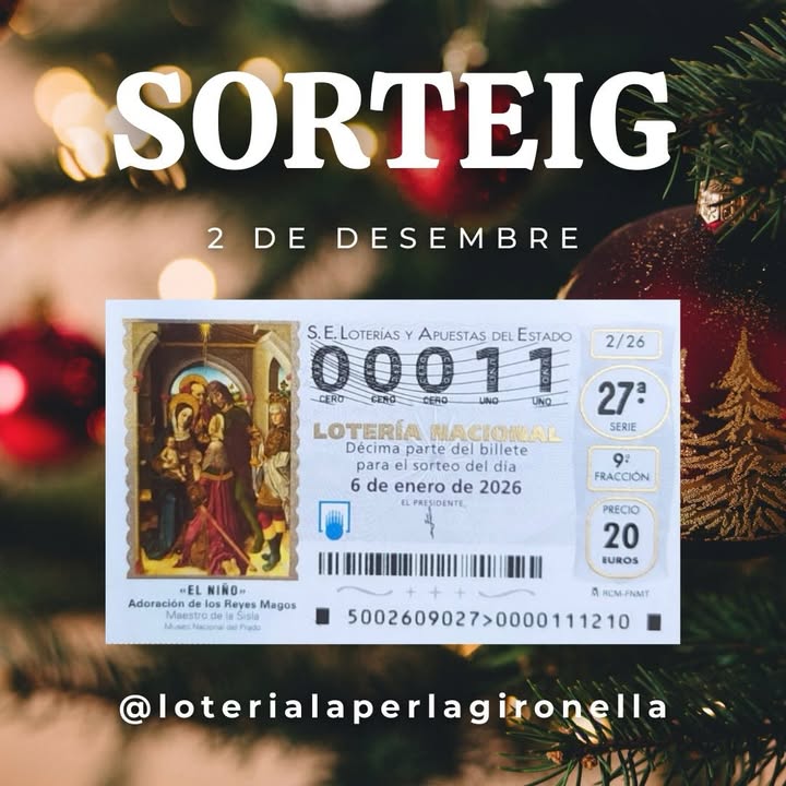 Imagen de El primer número del sorteig en curs, serà el 00011.

Dima