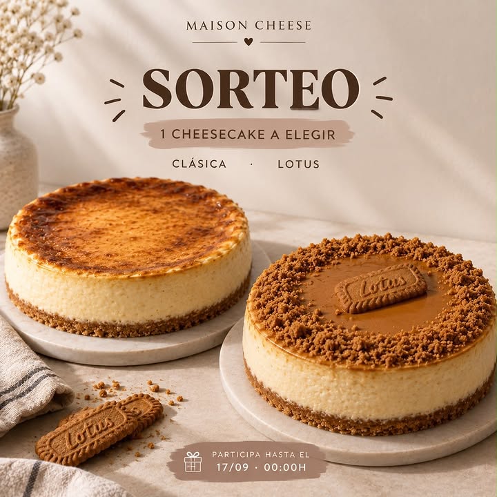 Imagen de 🎉🍰 ¡SORTEO CHEESECAKE! 🍰🎉

En Maison Cheese que