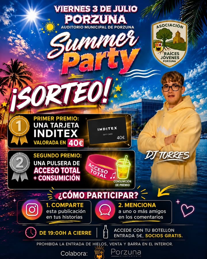 Imagen de 🎉 ¡SORTEO SUMMER PARTY! 🌴

Este viernes 3 de julio, P