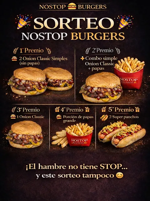Imagen de 🔥 SORTEO NOSTOP BURGERS 🔥
Porque el hambre no tiene ST