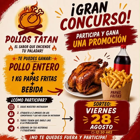 Imagen de 🍗🔥 ¡GRAN CONCURSO POLLOS TATAN! 🔥🍗

¿Quieres d
