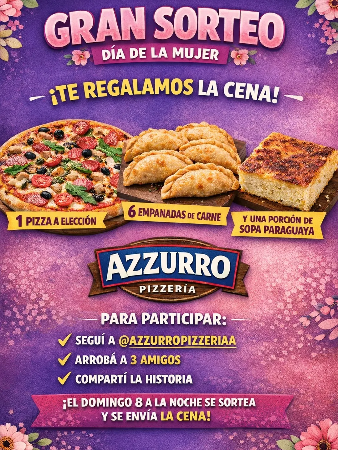 Imagen de 🚨 SORTEO DÍA DE LA MUJER 🚨
GANA UNA CENA GRATIS 🍕
