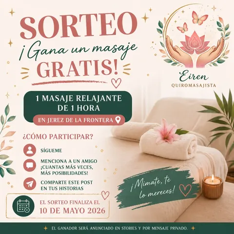 Imagen de COMENZAMOS MAYO CON SORTEO DE:

 - 1 masaje relajante de 1 h