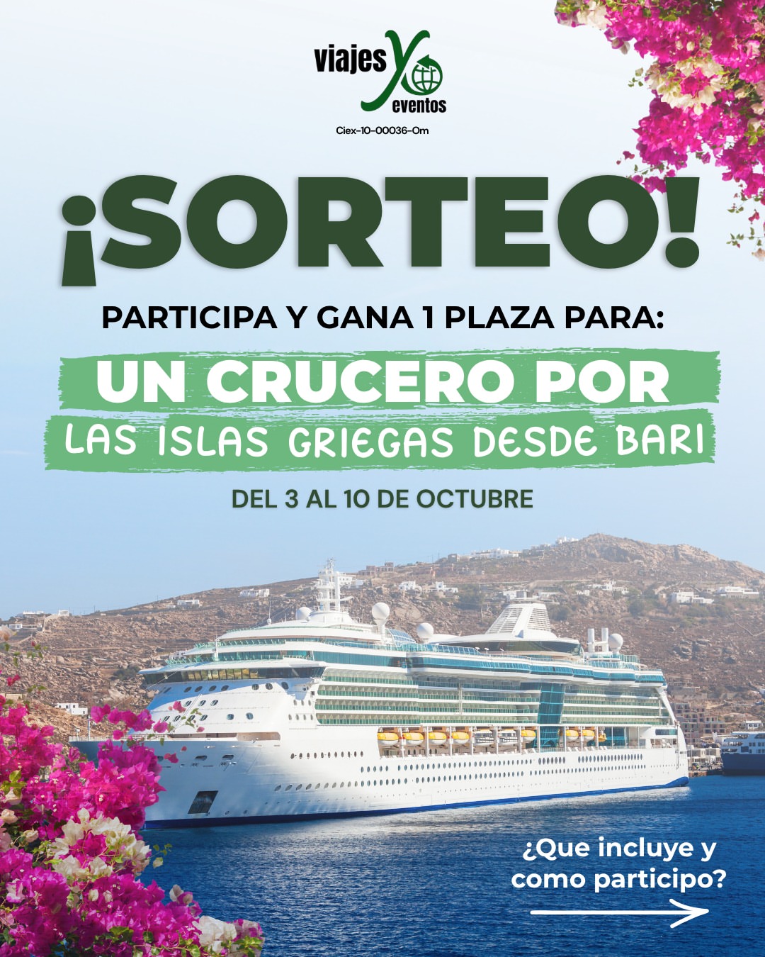 Imagen de 🎁 ¡SORTEO! GANA 1 PLAZA PARA UN CRUCERO POR LAS ISLAS GR