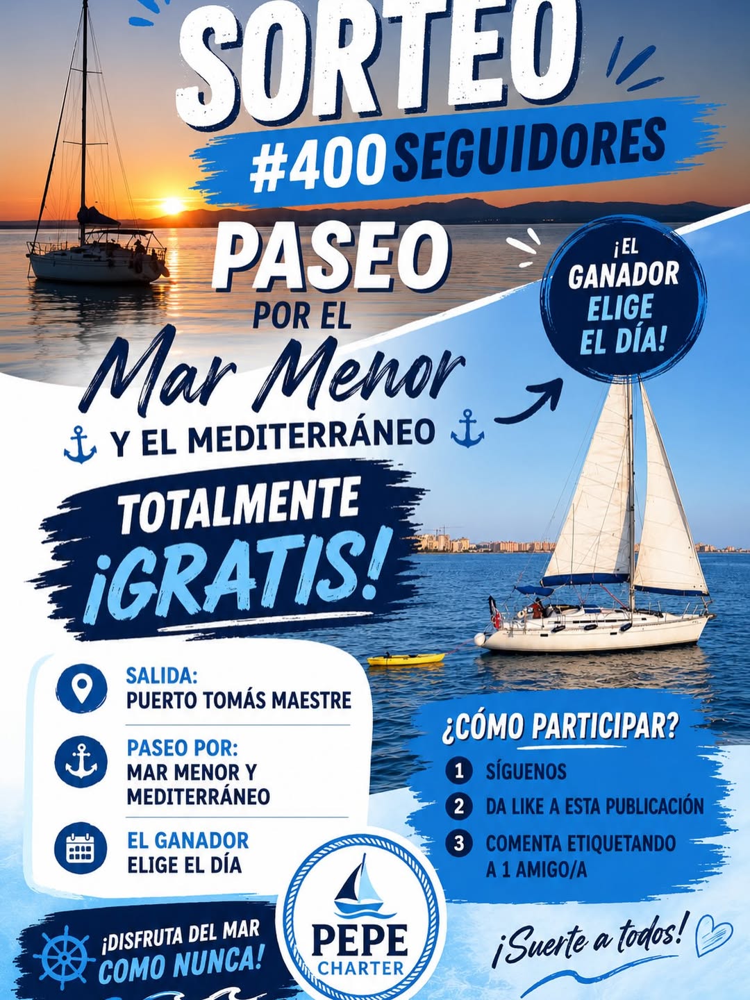 Imagen de 🌊⛵ ¡SORTEO ESPECIAL POR LOS 400 SEGUIDORES! 🎉

¿Te