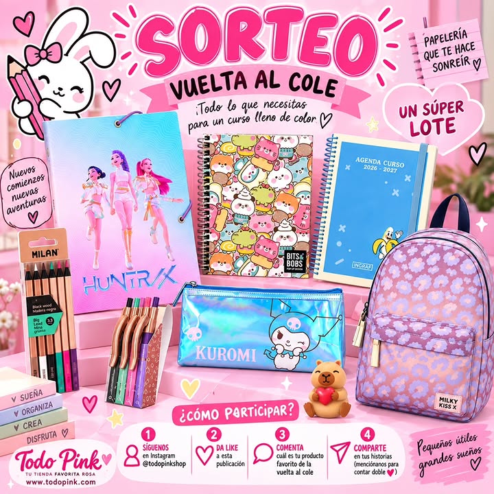 Imagen de 🎒✨ ¡SORTEO VUELTA AL COLE TODOPINK! ✨🎒

Septiem