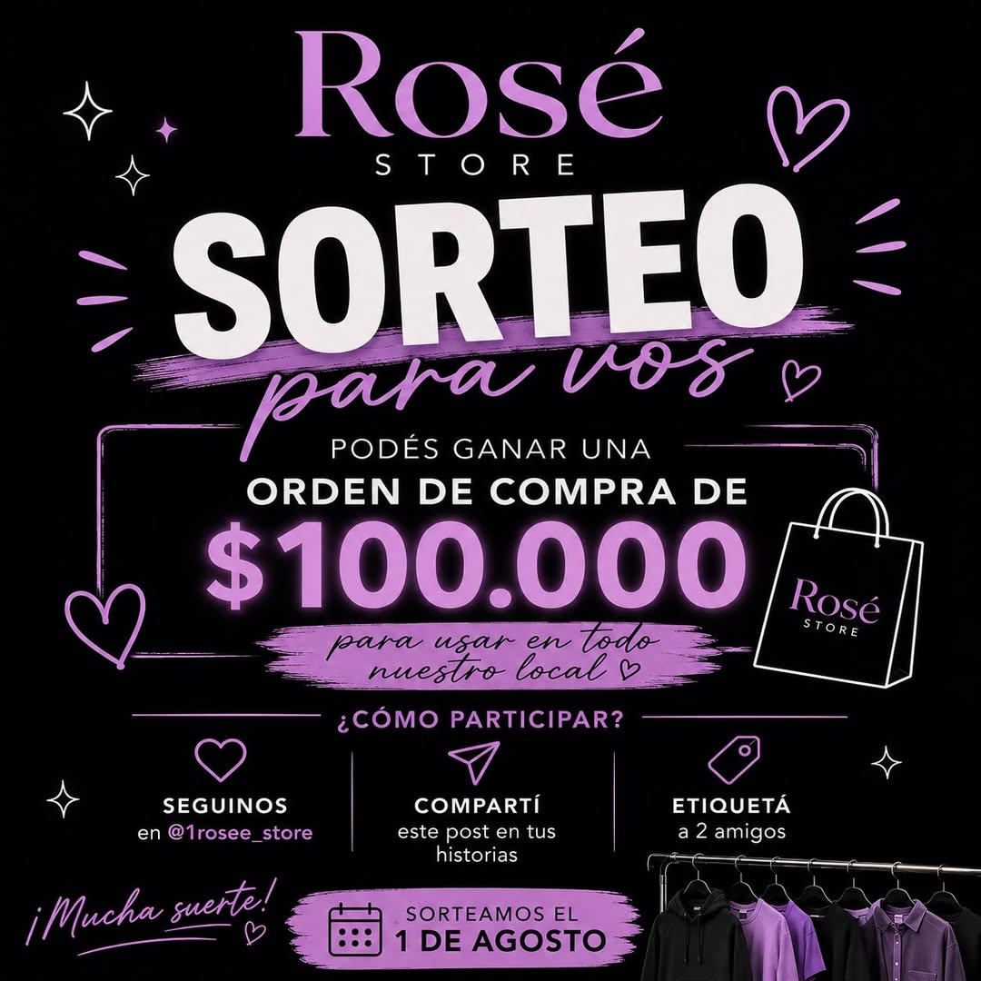 Imagen de 🎉 ¡SORTEO 🎉

En Rosé Store queremos celebrar nuestro