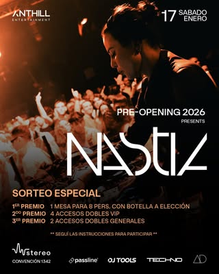 Imagen de ⚡️ SORTEO EXCLUSIVO: NASTIA @ STEREO ⚡️
¡Queremos q