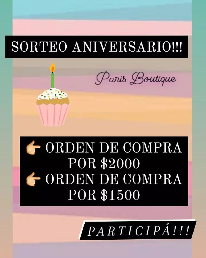 Imagen de SORTEO ANIVERSARIO!!!🎂🎁🗼
TE REGALAMOS:
👉UNA ORDE