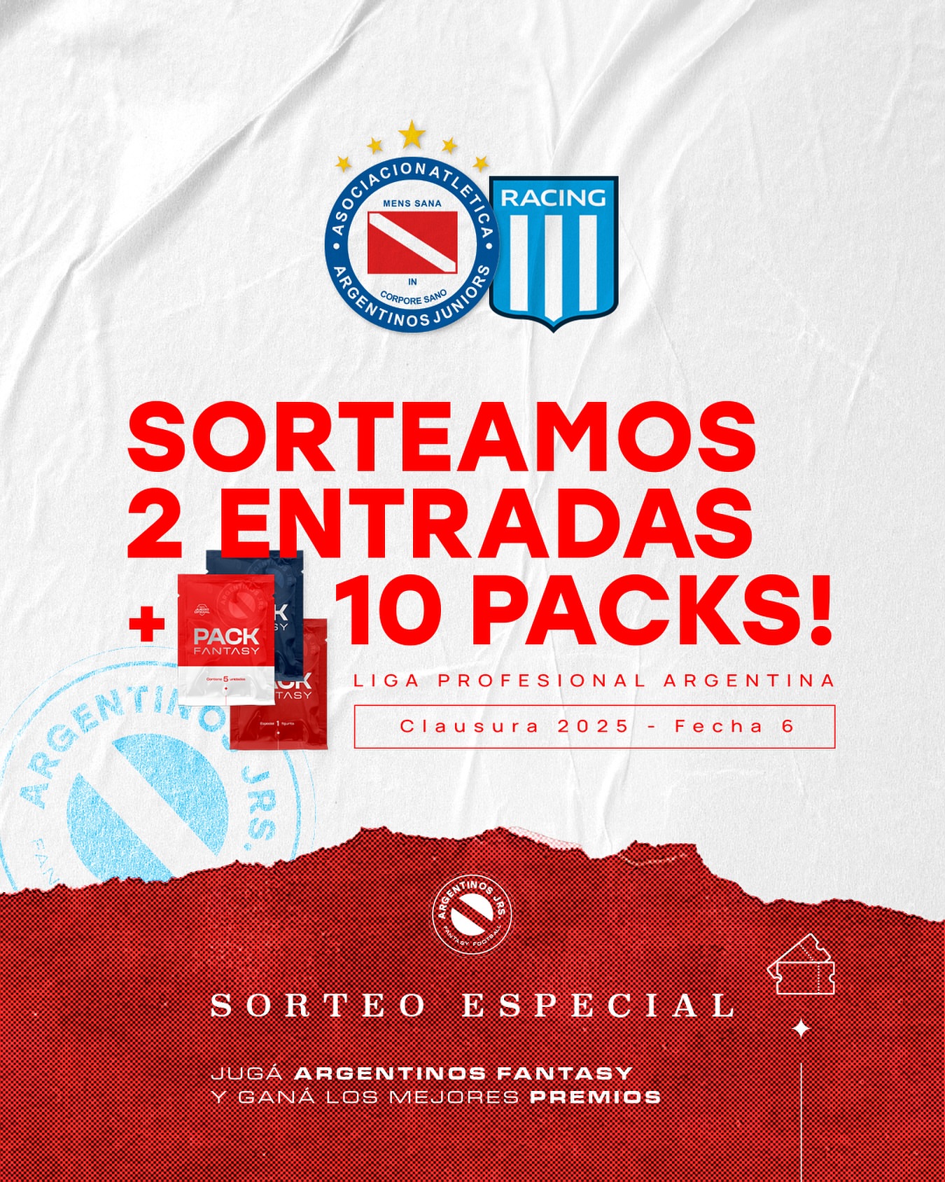 Imagen de #AAAJ 🎫Sorteamos 2 entradas para Argentinos vs Racing