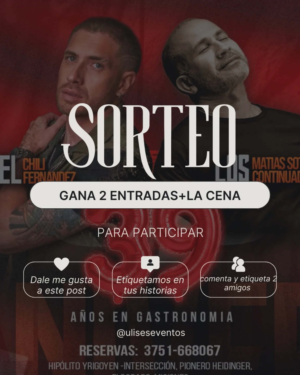 Imagen de SORTEAMOS 2 ENTRADAS PARA ESTE VIERNES 10 DE OCTUBRE + LA CE