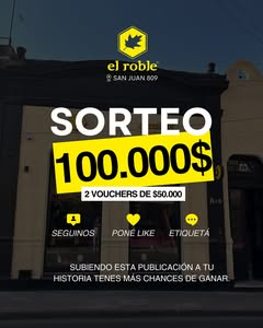 Imagen de 🎉 ¡SORTEO EN EL ROBLE! 🤞🏼

Vamos a regalar 2 vouch
