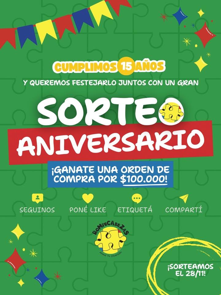 Imagen de 🎉 ¡SORTEO ANIVERSARIO! 🎉
Este mes cumplimos 15 años