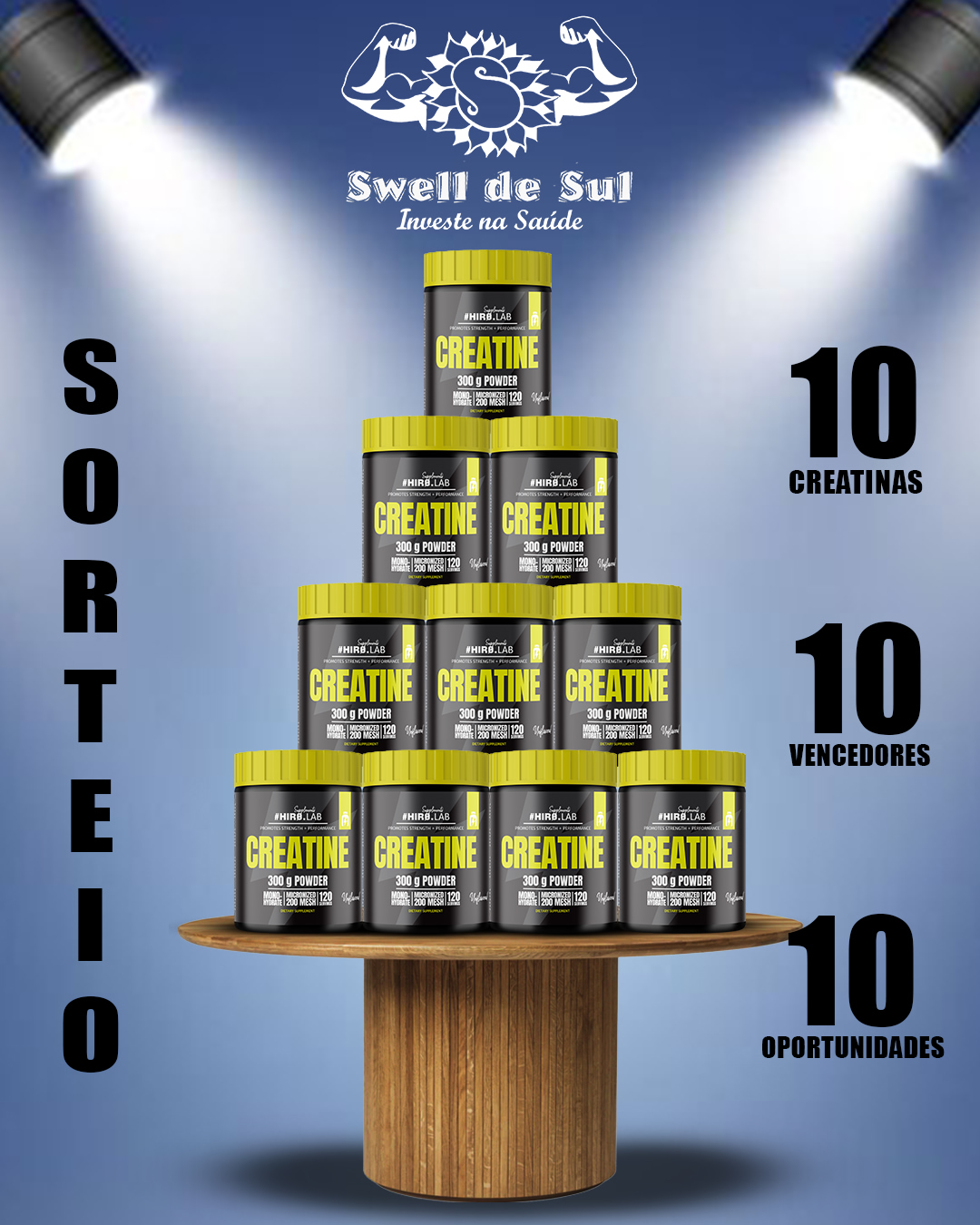 Imagen de Sorteio de 10 creatinas Hiro.lab 300g:
-10 vencedores
-10 op