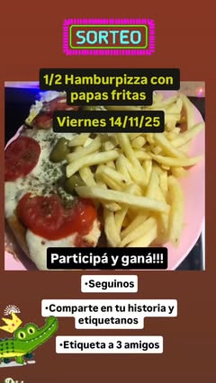 Imagen de Participa y gana !!!!
SORTEAMOS UNA 1/2 HAMBURPIZZA CON PAPA