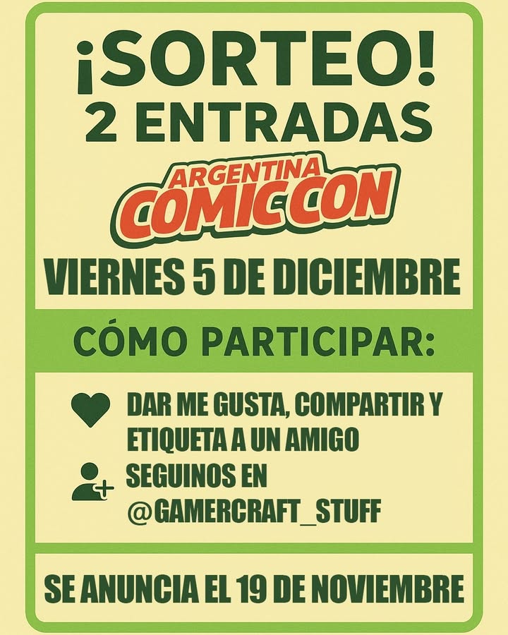 Imagen de ¿Querés ir a la ultima @argcomiccon del año el viernes 5 