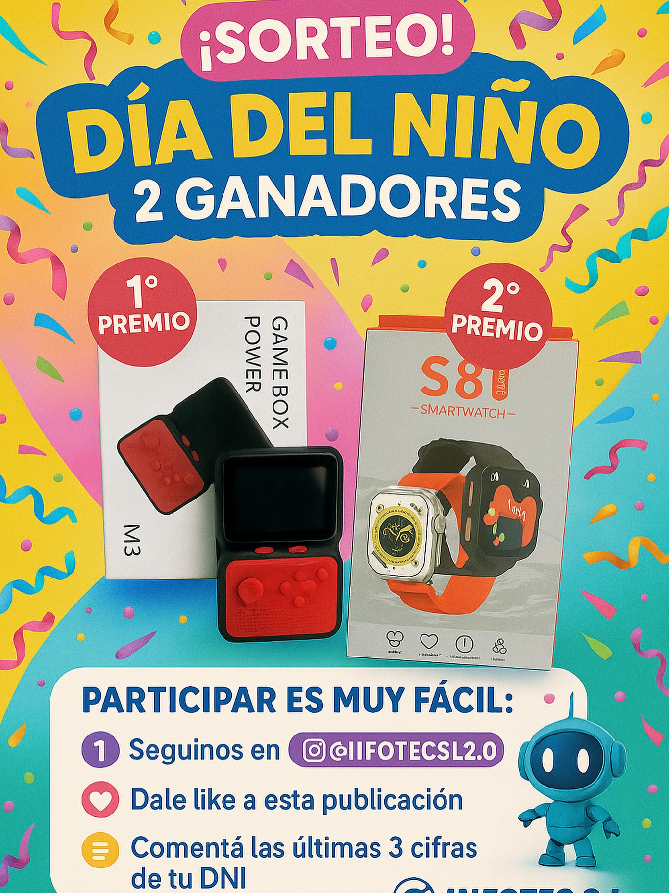 Imagen de 🎁 Sorteo Día del Niño – 2 Ganadores
📍 Premios:
1