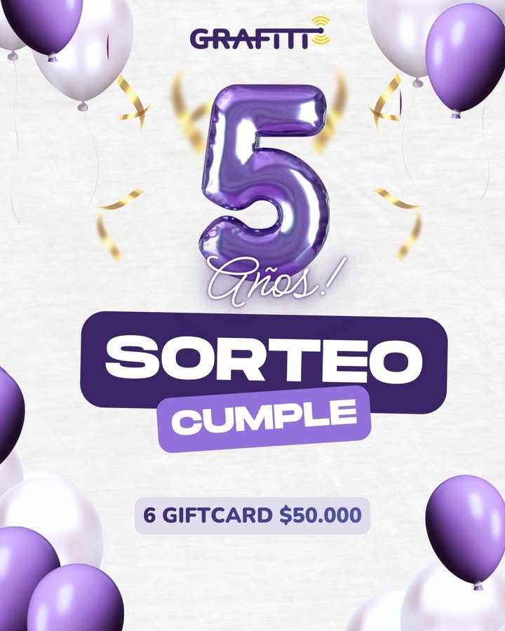 Imagen de Festejamos nuestros 5 Años con un GRAN SORTEO EN REDES‼