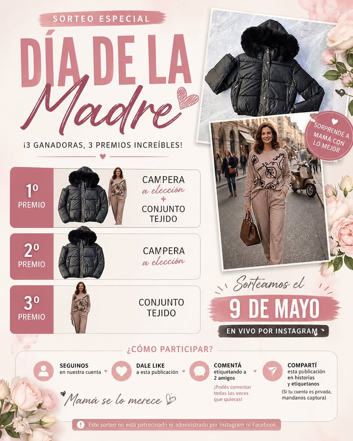 Imagen de 🎉💐 SORTEO ESPECIAL DÍA DE LA MADRE 💐🎉
¡3 ganad