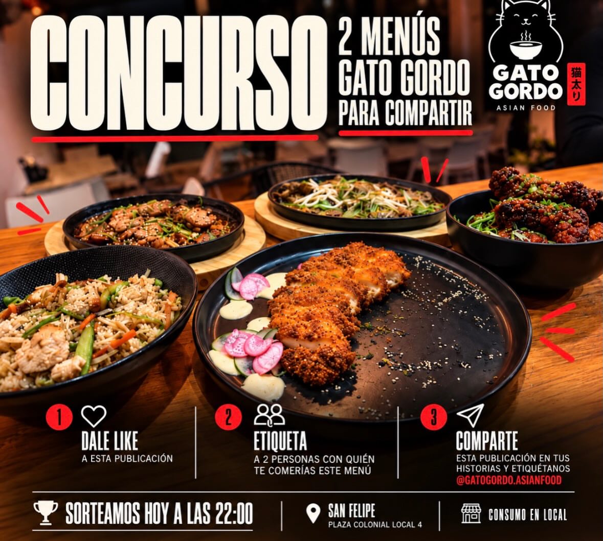 Imagen de CONCURSO GATO GORDO! 

Hoy regalamos 2 menús Gato Gordo par