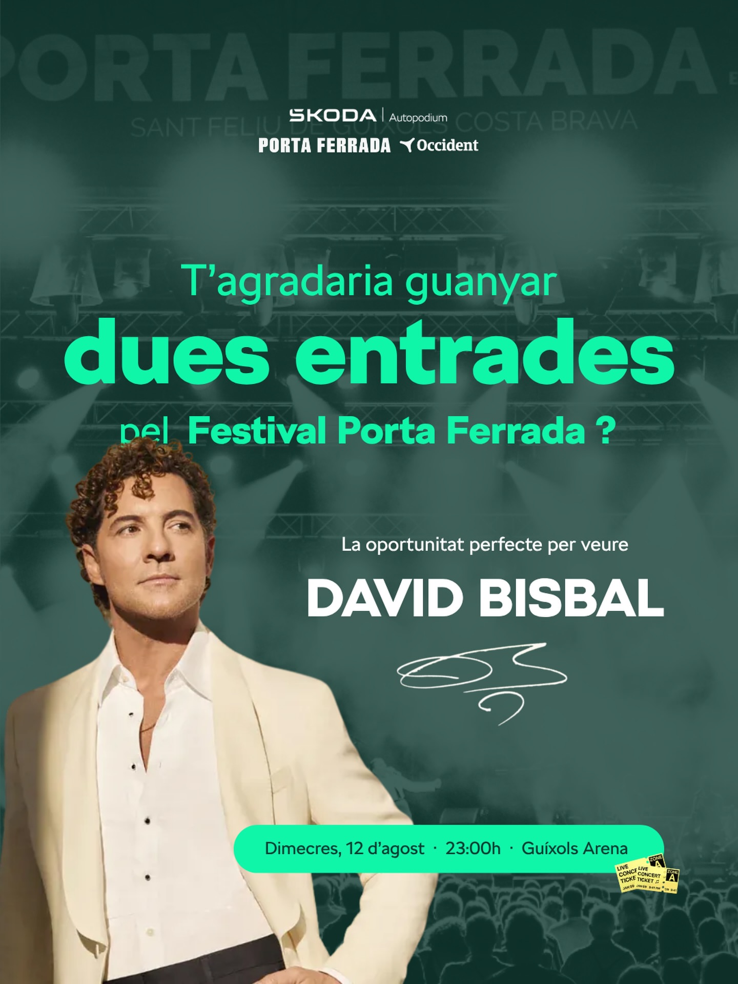 Imagen de 🎫 Vols guanyar 2 entrades per veure @davidbisbal al @port