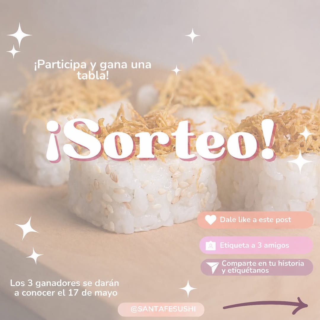 Imagen de 🍣 TE TRAEMOS UN SÚPER SORTEO🍣
🥢5 tablas, 5 ganador