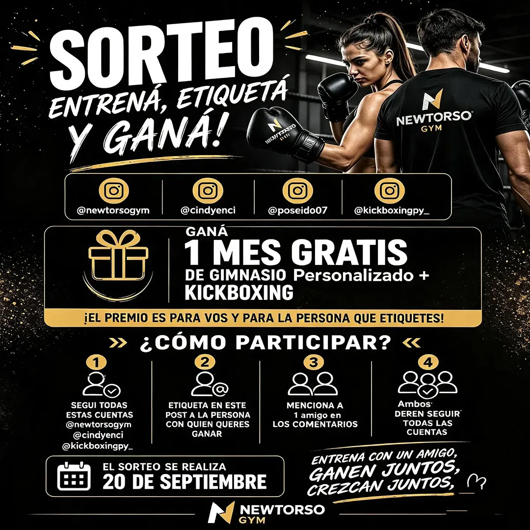 Imagen de 🔥 SORTEO NEWTORSO GYM 🔥
¿Querés entrenar GRATIS jun