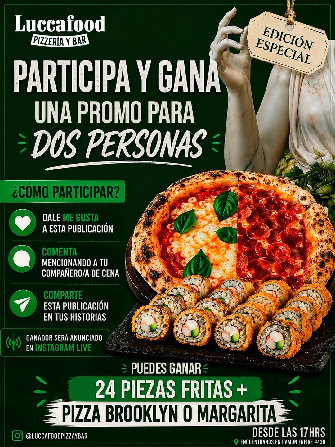 Imagen de ¡CONCURSO RELÁMPAGO! 🍕🍣
¿Quién dijo que no se pue